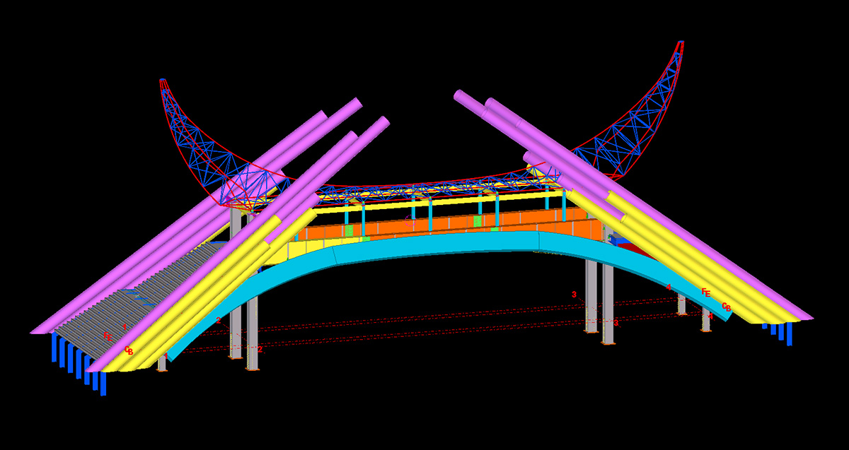 汉工钢结构工程设计-屏边滴水苗城寨门